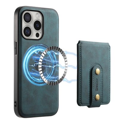 For iPhone 16 Pro Max Denior D14 NK Retro Pattern MagSafe Magnetic Card Holder Leather Phone Case(Blue) - iPhone 16 Pro Max Cases by Denior | Online Shopping South Africa | PMC Jewellery | Buy Now Pay Later Mobicred