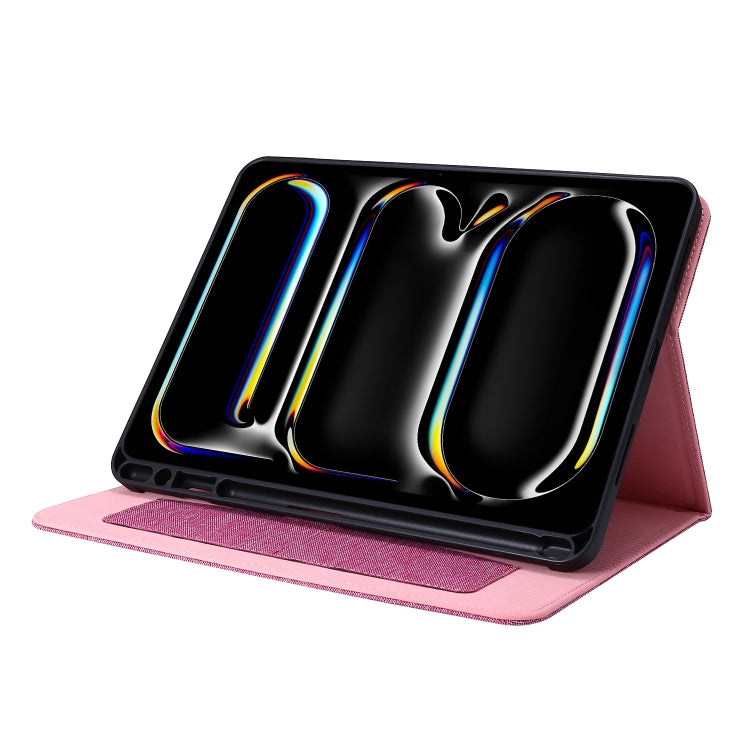For iPad Pro 11 2024 Fabric Leather Tablet Case(Rose Red) - iPad Pro 11 2024 Cases by PMC TechLife | Online Shopping South Africa | PMC TechLife | Buy Now Pay Later Mobicred