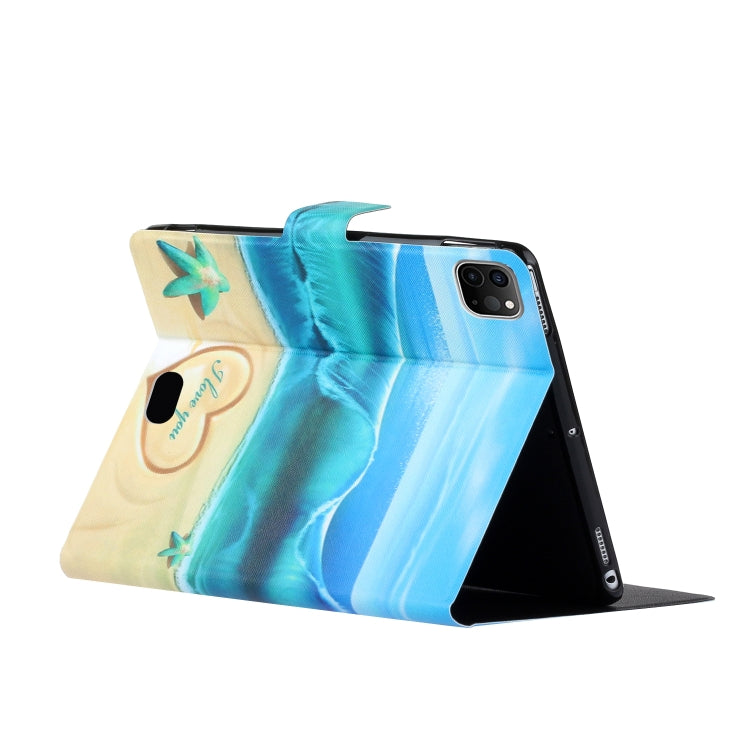 For iPad Pro 11 2024 Voltage Coloured Drawing Smart Leather Tablet Case(Blue Beach) - iPad Pro 11 2024 Cases by PMC TechLife | Online Shopping South Africa | PMC TechLife | Buy Now Pay Later Mobicred