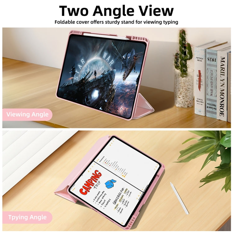 For iPad Pro 13 2024 3-fold TPU Smart Leather Tablet Case with Pen Slot(Pink) - iPad Pro 13 2024 Cases by PMC Jewellery | Online Shopping South Africa | PMC Jewellery | Buy Now Pay Later Mobicred