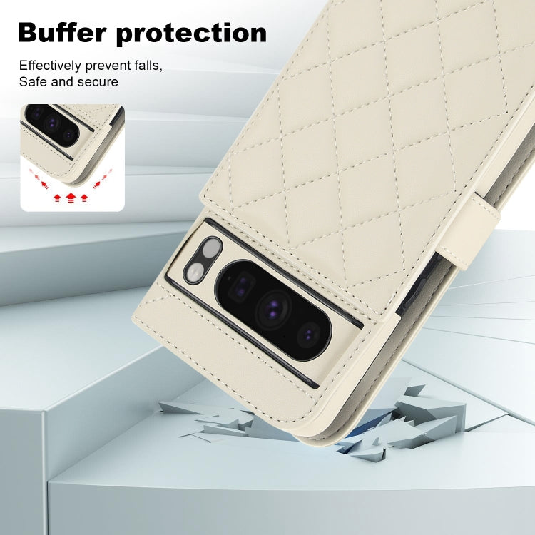 For Google Pixel 8 Pro Crossbody Multifunction Rhombic Leather Phone Case(White) - Google Cases by PMC TechLife | Online Shopping South Africa | PMC TechLife | Buy Now Pay Later Mobicred