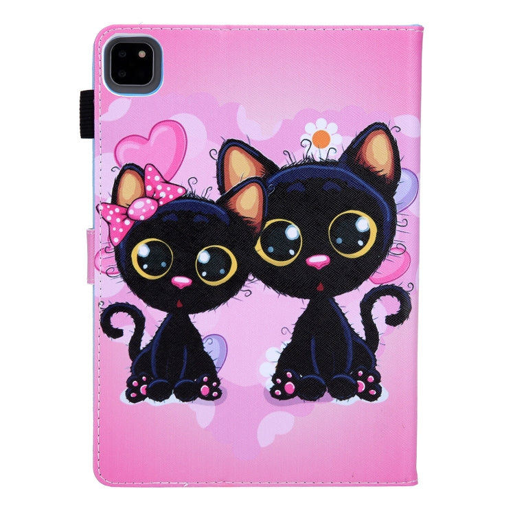 For iPad Pro 11 2024 Colored Drawing Leather Smart Tablet Case(Two Black Cats) - iPad Pro 11 2024 Cases by PMC TechLife | Online Shopping South Africa | PMC TechLife | Buy Now Pay Later Mobicred