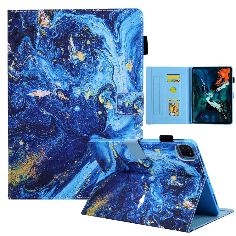 For iPad Pro 11 2024 Colored Drawing Leather Smart Tablet Case(Blue Gold) - iPad Pro 11 2024 Cases by PMC Jewellery | Online Shopping South Africa | PMC Jewellery | Buy Now Pay Later Mobicred