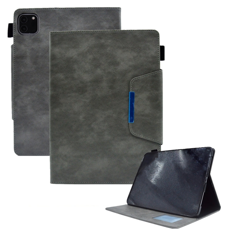 For iPad Pro 11 2024 Suede Cross Texture Magnetic Clasp Leather Smart Tablet Case(Grey) - iPad Pro 11 2024 Cases by PMC Jewellery | Online Shopping South Africa | PMC Jewellery | Buy Now Pay Later Mobicred