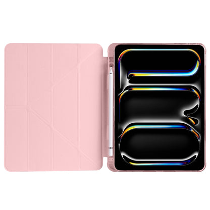 For iPad Pro 13 2024 Multi-folding TPU Leather Smart Tablet Case with Pen Slot(Pink) - iPad Pro 13 2024 Cases by PMC Jewellery | Online Shopping South Africa | PMC Jewellery | Buy Now Pay Later Mobicred