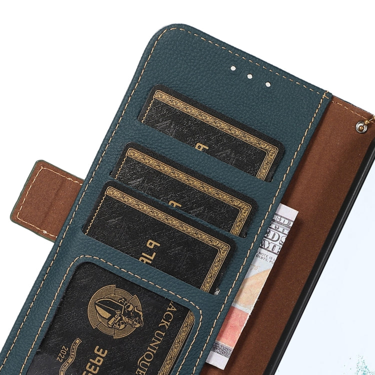 For iPhone 16 Pro Side-Magnetic TJ Genuine Leather RFID Phone Case(Green) - free shipping - PMC TechLife - Order now!