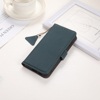 For iPhone 16 Side-Magnetic TJ Genuine Leather RFID Phone Case(Green) - iPhone 16 Cases by PMC Jewellery | Online Shopping South Africa | PMC Jewellery | Buy Now Pay Later Mobicred