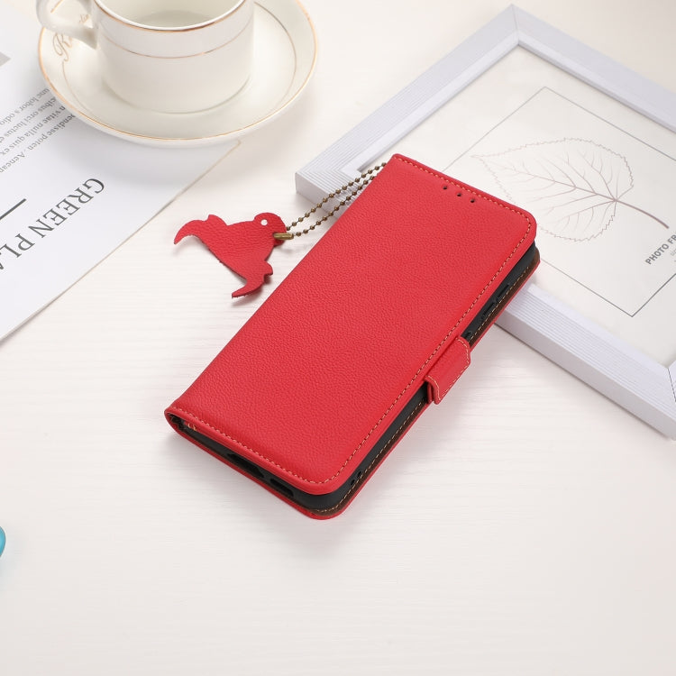 For iPhone 16e Side-Magnetic TJ Genuine Leather RFID Phone Case(Red) - iPhone 16e Cases by PMC TechLife | Online Shopping South Africa | PMC TechLife | Buy Now Pay Later Mobicred