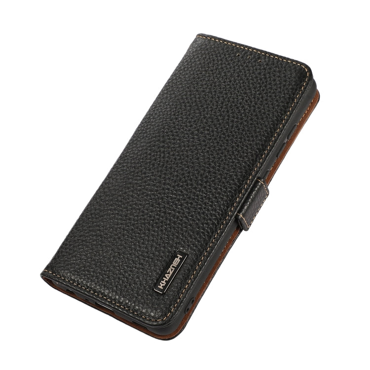 For iPhone 16 Pro KHAZNEH Side-Magnetic Litchi Genuine Leather RFID Case(Black) - iPhone 16 Pro Cases by PMC TechLife | Online Shopping South Africa | PMC TechLife | Buy Now Pay Later Mobicred