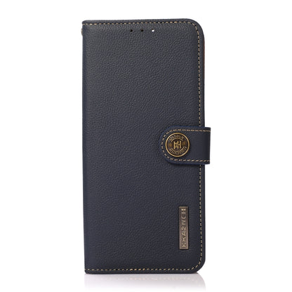 For iPhone 16 Pro Max KHAZNEH Custer Genuine Leather RFID Phone Case(Blue) - iPhone 16 Pro Max Cases by PMC Jewellery | Online Shopping South Africa | PMC Jewellery | Buy Now Pay Later Mobicred