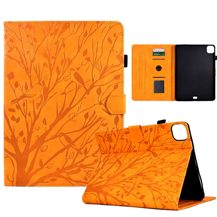 For iPad Pro 11 2024 Fortune Tree Embossed Leather Smart Tablet Case(Khaki) - iPad Pro 11 2024 Cases by PMC TechLife | Online Shopping South Africa | PMC TechLife | Buy Now Pay Later Mobicred
