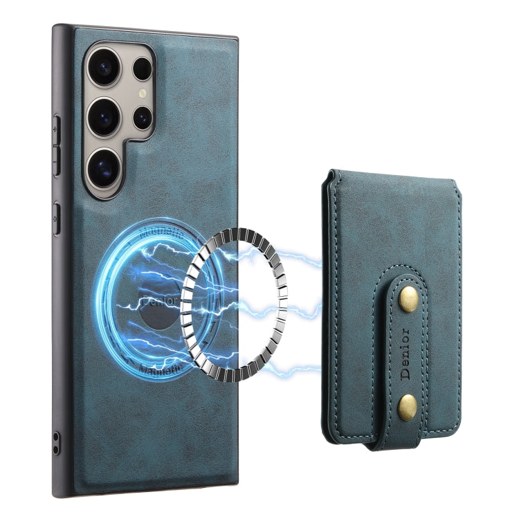 For Samsung Galaxy S24 Ultra 5G Denior D14 NK Retro Pattern MagSafe Magnetic Card Holder Leather Phone Case(Blue) - Galaxy S24 Ultra 5G Cases by Denior | Online Shopping South Africa | PMC Jewellery | Buy Now Pay Later Mobicred