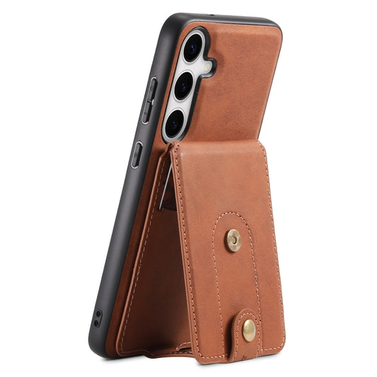 For Samsung Galaxy S24+ 5G Denior D14 NK Retro Pattern MagSafe Magnetic Card Holder Leather Phone Case(Brown) - Galaxy S24+ 5G Cases by Denior | Online Shopping South Africa | PMC Jewellery | Buy Now Pay Later Mobicred