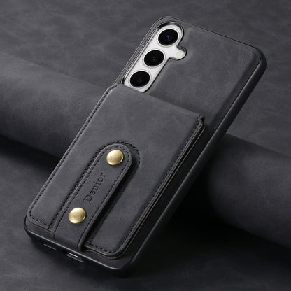 For Samsung Galaxy S24 5G Denior D14 NK Retro Pattern MagSafe Magnetic Card Holder Leather Phone Case(Black) - Galaxy S24 5G Cases by Denior | Online Shopping South Africa | PMC Jewellery | Buy Now Pay Later Mobicred