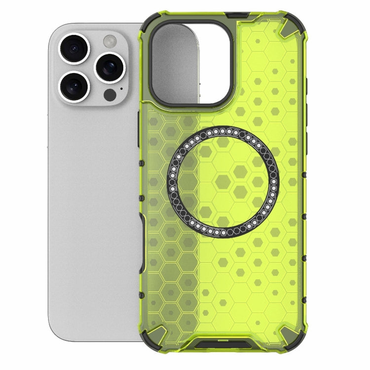 For iPhone 16 Pro Max Honeycomb Magnetic Ring Shockproof Phone Case(Green) - iPhone 16 Pro Max Cases by PMC Jewellery | Online Shopping South Africa | PMC Jewellery | Buy Now Pay Later Mobicred