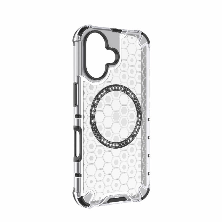 For iPhone 16 Honeycomb Magnetic Ring Shockproof Phone Case(White) - iPhone 16 Cases by PMC Jewellery | Online Shopping South Africa | PMC Jewellery | Buy Now Pay Later Mobicred