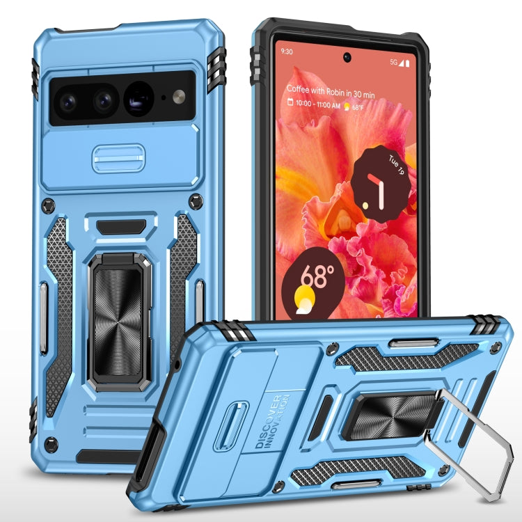 For Google Pixel 9 Pro XL 6.8 Armor PC + TPU Camera Shield Phone Case(Light Blue) - Google Cases by PMC Jewellery | Online Shopping South Africa | PMC Jewellery | Buy Now Pay Later Mobicred