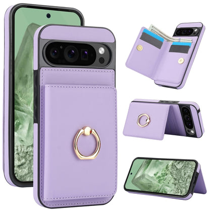 For Google Pixel 9 RFID Anti-theft Card Ring Holder Phone Case(Purple) - Google Cases by PMC Jewellery | Online Shopping South Africa | PMC Jewellery | Buy Now Pay Later Mobicred