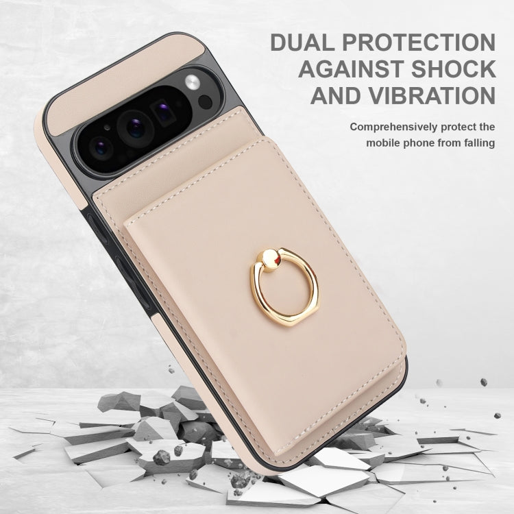 For Google Pixel 9 Pro XL RFID Anti-theft Card Ring Holder Phone Case(White) - Google Cases by PMC Jewellery | Online Shopping South Africa | PMC Jewellery | Buy Now Pay Later Mobicred