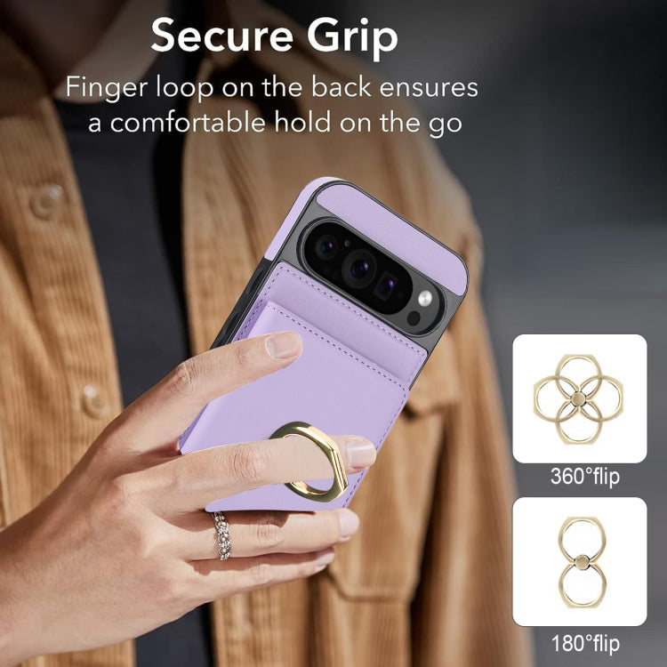 For Google Pixel 9 Pro XL RFID Anti-theft Card Ring Holder Phone Case(Purple) - Google Cases by PMC Jewellery | Online Shopping South Africa | PMC Jewellery | Buy Now Pay Later Mobicred