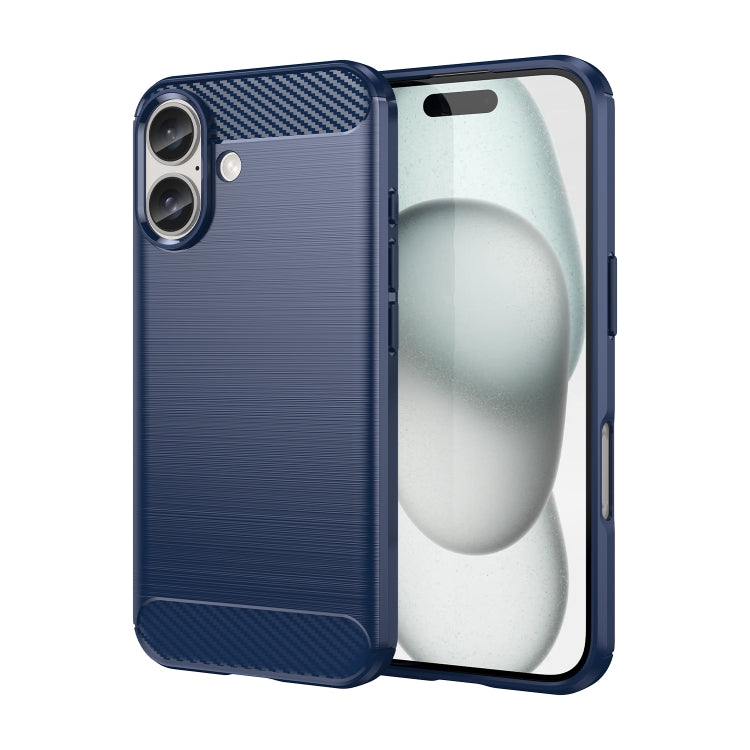 For iPhone 16 Brushed Texture Carbon Fiber TPU Phone Case(Blue) - iPhone 16 Cases by PMC Jewellery | Online Shopping South Africa | PMC Jewellery | Buy Now Pay Later Mobicred