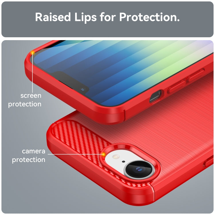 For iPhone SE 2024 Brushed Texture Carbon Fiber TPU Phone Case(Red) - More iPhone Cases by PMC Jewellery | Online Shopping South Africa | PMC Jewellery | Buy Now Pay Later Mobicred