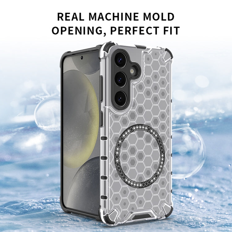 For Samsung Galaxy S25 5G Honeycomb Magnetic Ring Shockproof Phone Case(Black) - Galaxy S25 5G Cases by PMC TechLife | Online Shopping South Africa | PMC TechLife | Buy Now Pay Later Mobicred