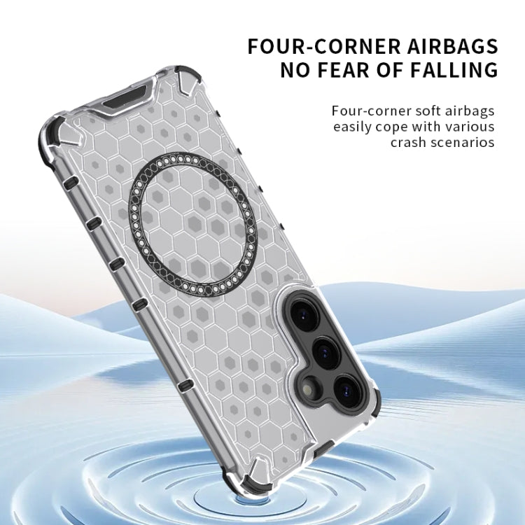 For Samsung Galaxy S25 5G Honeycomb Magnetic Ring Shockproof Phone Case(Green) - Galaxy S25 5G Cases by PMC TechLife | Online Shopping South Africa | PMC TechLife | Buy Now Pay Later Mobicred