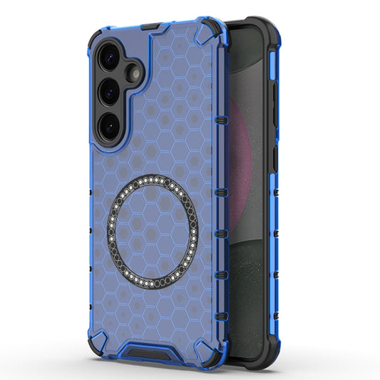 or Samsung Galaxy S25+ 5G Honeycomb Magnetic Ring Shockproof Phone Case(Blue) - Galaxy S25+ 5G Cases by PMC Jewellery | Online Shopping South Africa | PMC Jewellery | Buy Now Pay Later Mobicred