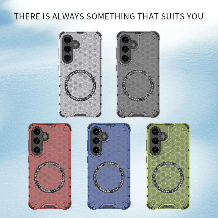 or Samsung Galaxy S25+ 5G Honeycomb Magnetic Ring Shockproof Phone Case(Blue) - Galaxy S25+ 5G Cases by PMC TechLife | Online Shopping South Africa | PMC TechLife | Buy Now Pay Later Mobicred
