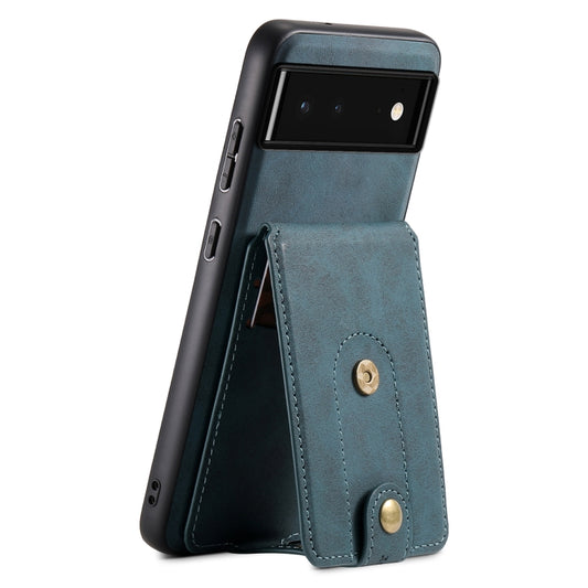 For Google Pixel 6 Denior D14 NK Retro Pattern MagSafe Magnetic Card Holder Leather Phone Case(Blue) - Google Cases by Denior | Online Shopping South Africa | PMC Jewellery | Buy Now Pay Later Mobicred