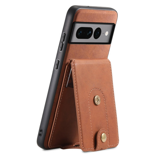 For Google Pixel 7 Pro 5G Denior D14 NK Retro Pattern MagSafe Magnetic Card Holder Leather Phone Case(Brown) - Google Cases by Denior | Online Shopping South Africa | PMC Jewellery | Buy Now Pay Later Mobicred