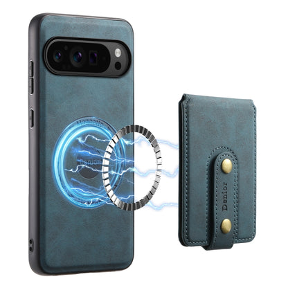 For Google Pixel 9 Pro Denior D14 NK Retro Pattern MagSafe Magnetic Card Holder Leather Phone Case(Blue) - Google Cases by Denior | Online Shopping South Africa | PMC Jewellery | Buy Now Pay Later Mobicred