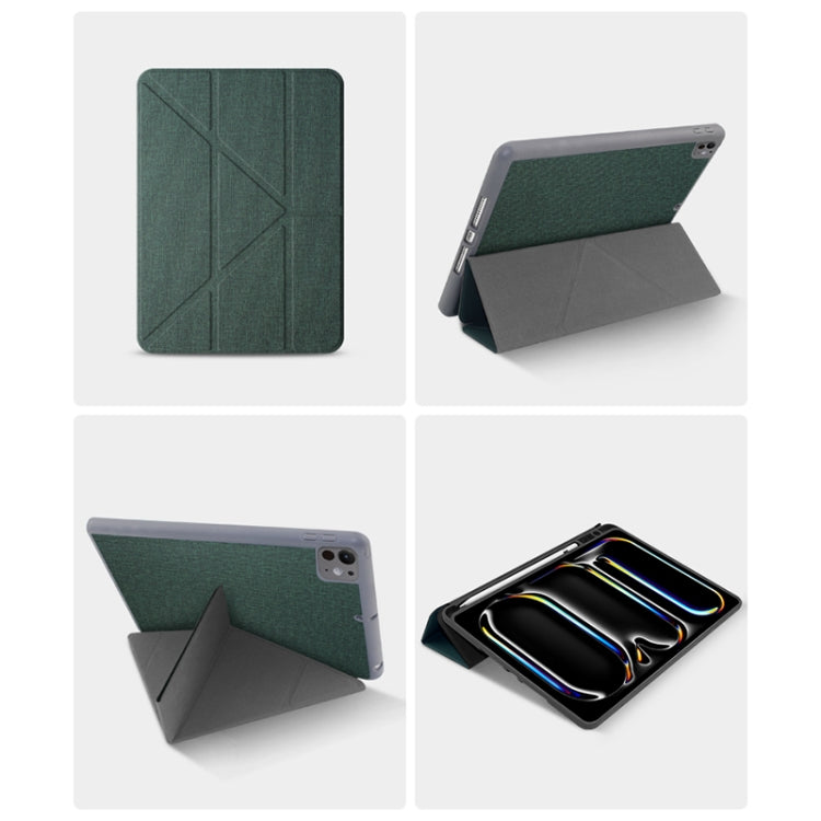 For iPad Air 13 2024 Mutural Multi-fold Smart Leather Tablet Case(Green) - iPad Air 13 2024 Cases by Mutural | Online Shopping South Africa | PMC Jewellery | Buy Now Pay Later Mobicred