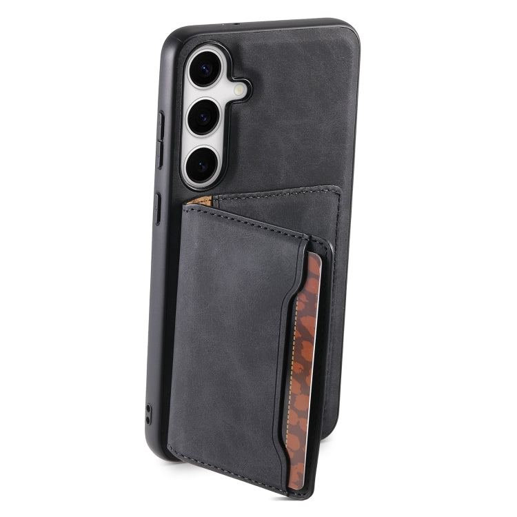 For Samsung Galaxy S24+ 5G Denior D13 Retro Texture Leather MagSafe Card Bag Phone Case(Black) - Galaxy S24+ 5G Cases by Denior | Online Shopping South Africa | PMC Jewellery | Buy Now Pay Later Mobicred