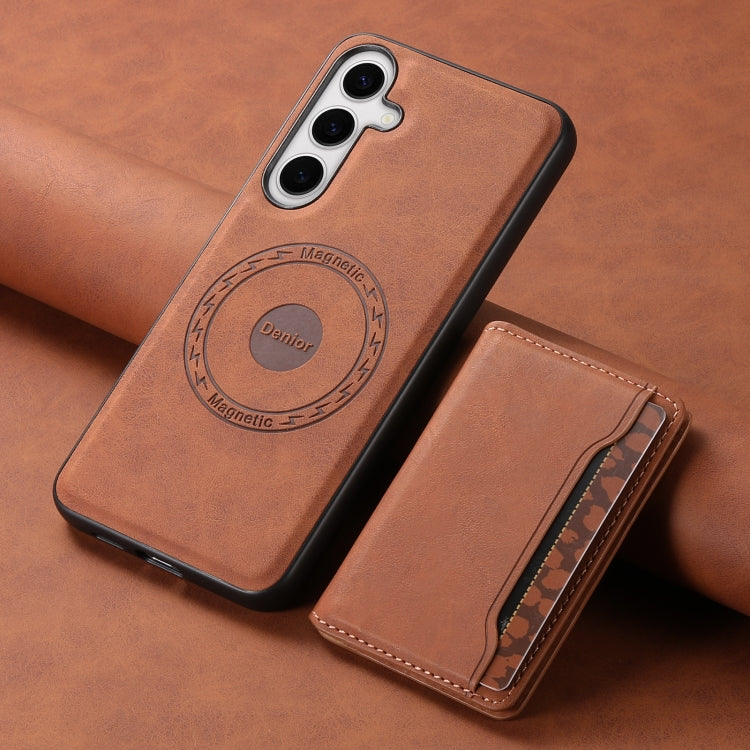 For Samsung Galaxy S24+ 5G Denior D13 Retro Texture Leather MagSafe Card Bag Phone Case(Brown) - Galaxy S24+ 5G Cases by Denior | Online Shopping South Africa | PMC Jewellery | Buy Now Pay Later Mobicred