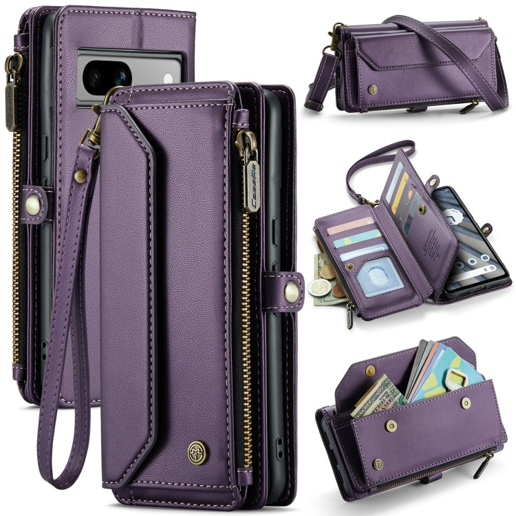 For Google Pixel 7a CaseMe C36 Card Slots Zipper Wallet RFID Anti-theft Leather Phone Case(Purple) - Google Cases by CaseMe | Online Shopping South Africa | PMC Jewellery | Buy Now Pay Later Mobicred