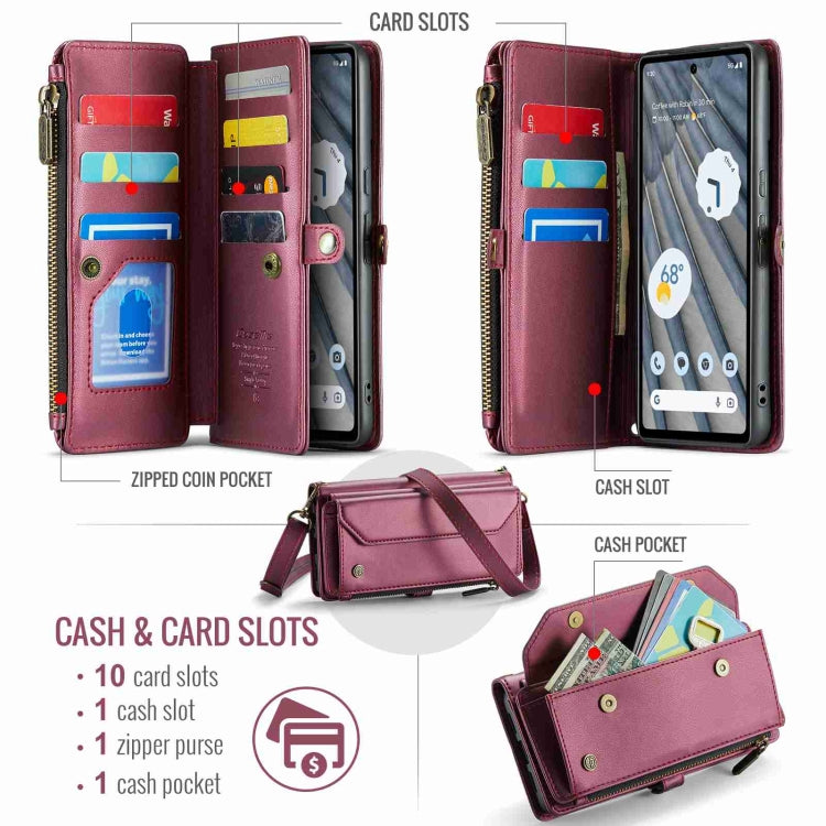 For Google Pixel 7a CaseMe C36 Card Slots Zipper Wallet RFID Anti-theft Leather Phone Case(Purple) - Google Cases by CaseMe | Online Shopping South Africa | PMC Jewellery | Buy Now Pay Later Mobicred