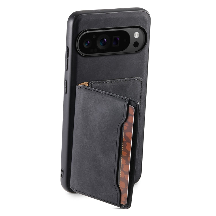 For Google Pixel 9 Pro Denior D13 Retro Texture Leather MagSafe Card Bag Phone Case(Black) - Google Cases by Denior | Online Shopping South Africa | PMC Jewellery | Buy Now Pay Later Mobicred