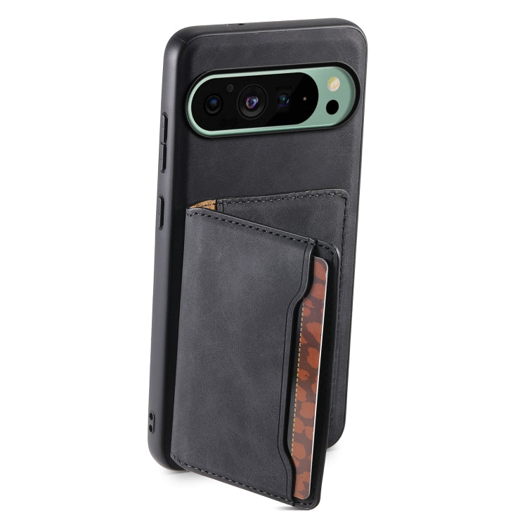 For Google Pixel 9 Denior D13 Retro Texture Leather MagSafe Card Bag Phone Case(Black) - Google Cases by Denior | Online Shopping South Africa | PMC Jewellery | Buy Now Pay Later Mobicred