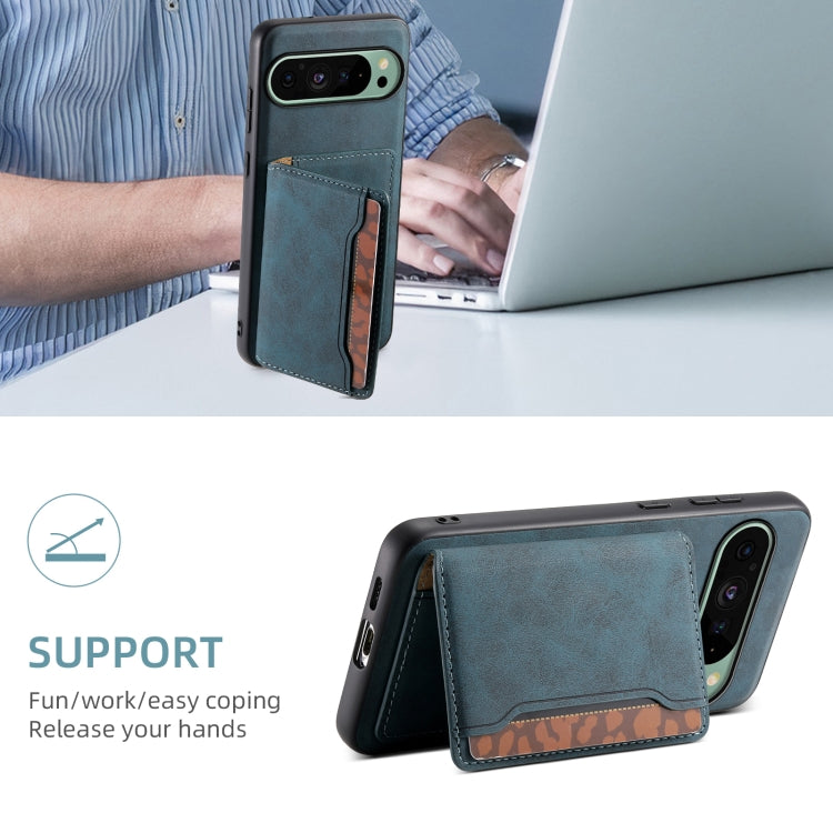 For Google Pixel 9 Denior D13 Retro Texture Leather MagSafe Card Bag Phone Case(Blue) - free shipping - PMC TechLife - Order now!