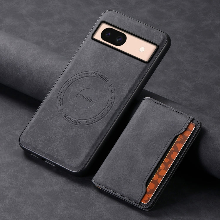 For Google Pixel 8a Denior D13 Retro Texture Leather MagSafe Card Bag Phone Case(Black) - free shipping - PMC TechLife - Order now!