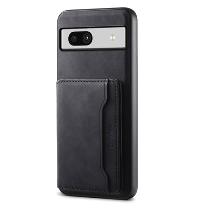 For Google Pixel 7a Denior D13 Retro Texture Leather MagSafe Card Bag Phone Case(Black) - Google Cases by Denior | Online Shopping South Africa | PMC Jewellery | Buy Now Pay Later Mobicred