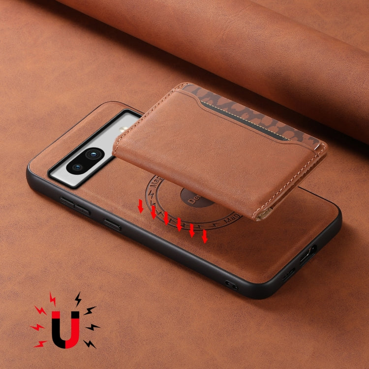 For Google Pixel 7a Denior D13 Retro Texture Leather MagSafe Card Bag Phone Case(Brown) - Google Cases by Denior | Online Shopping South Africa | PMC Jewellery | Buy Now Pay Later Mobicred