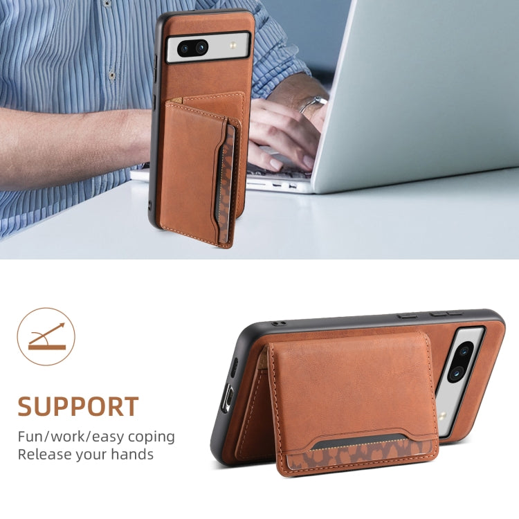 For Google Pixel 7a Denior D13 Retro Texture Leather MagSafe Card Bag Phone Case(Brown) - Google Cases by Denior | Online Shopping South Africa | PMC Jewellery | Buy Now Pay Later Mobicred