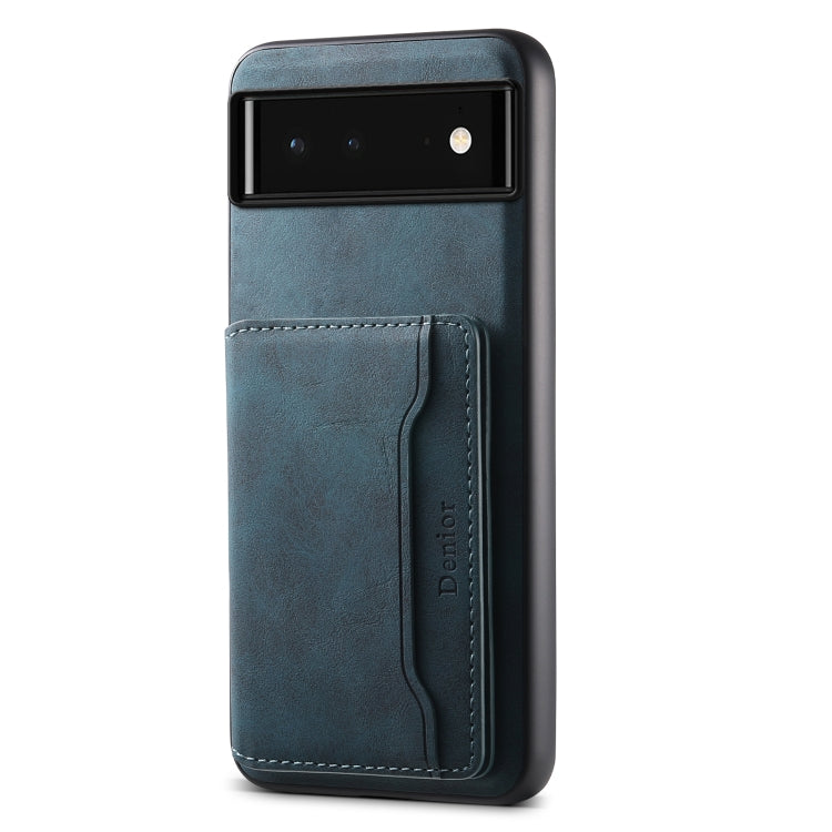 For Google Pixel 6 Denior D13 Retro Texture Leather MagSafe Card Bag Phone Case(Blue) - Google Cases by Denior | Online Shopping South Africa | PMC TechLife | Buy Now Pay Later Mobicred