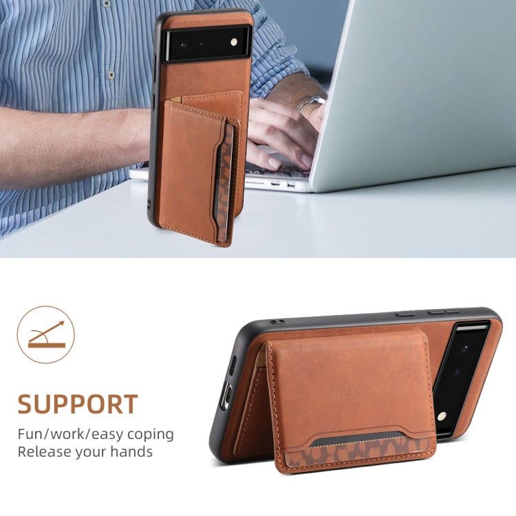 For Google Pixel 6 Denior D13 Retro Texture Leather MagSafe Card Bag Phone Case(Brown) - Google Cases by Denior | Online Shopping South Africa | PMC Jewellery | Buy Now Pay Later Mobicred