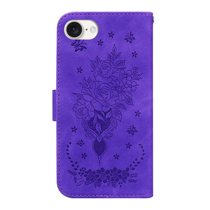 For iPhone SE 2024 Butterfly Rose Embossed Leather Phone Case(Purple) - More iPhone Cases by PMC Jewellery | Online Shopping South Africa | PMC Jewellery | Buy Now Pay Later Mobicred