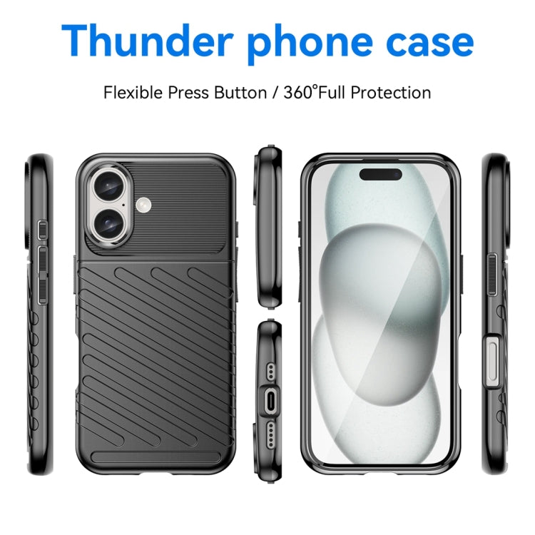 For iPhone 16 Thunderbolt Shockproof Soft TPU Phone Case(Black) - iPhone 16 Cases by PMC Jewellery | Online Shopping South Africa | PMC Jewellery | Buy Now Pay Later Mobicred