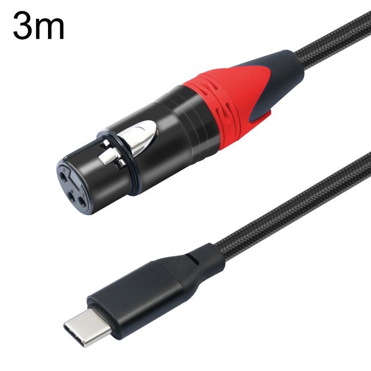 TY03RE Type-C Male to XLR Female Audio Cable for Dynamic Microphone, Length:3m(Black) - Microphone Audio Cable & Connector by PMC Jewellery | Online Shopping South Africa | PMC Jewellery | Buy Now Pay Later Mobicred